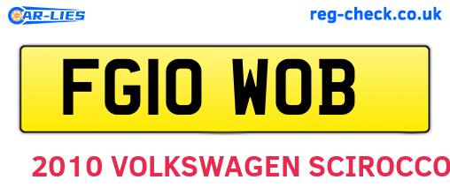 FG10WOB are the vehicle registration plates.