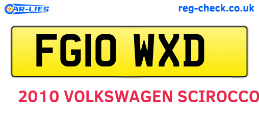 FG10WXD are the vehicle registration plates.