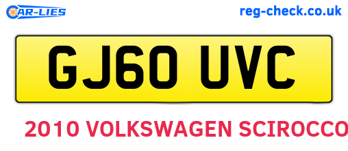 GJ60UVC are the vehicle registration plates.