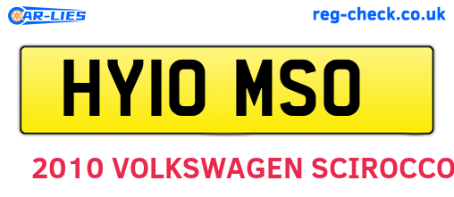 HY10MSO are the vehicle registration plates.