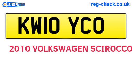 KW10YCO are the vehicle registration plates.