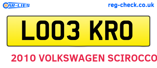 LO03KRO are the vehicle registration plates.