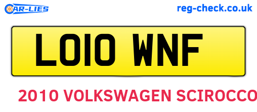LO10WNF are the vehicle registration plates.