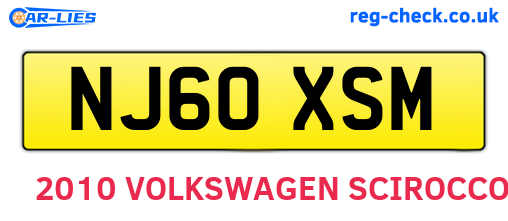 NJ60XSM are the vehicle registration plates.