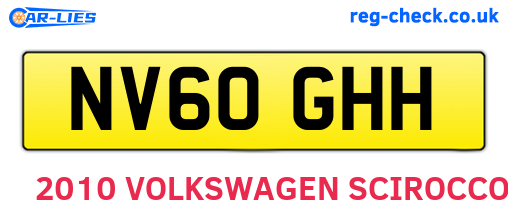 NV60GHH are the vehicle registration plates.