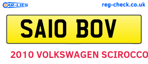 SA10BOV are the vehicle registration plates.