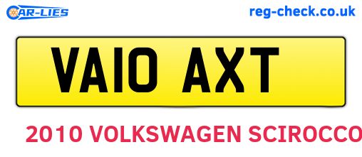 VA10AXT are the vehicle registration plates.