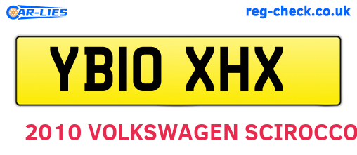 YB10XHX are the vehicle registration plates.