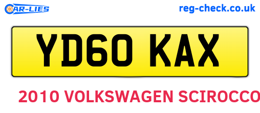 YD60KAX are the vehicle registration plates.
