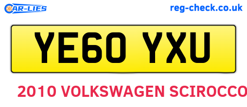 YE60YXU are the vehicle registration plates.