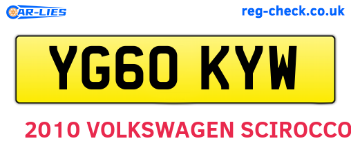 YG60KYW are the vehicle registration plates.