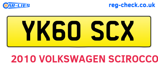YK60SCX are the vehicle registration plates.