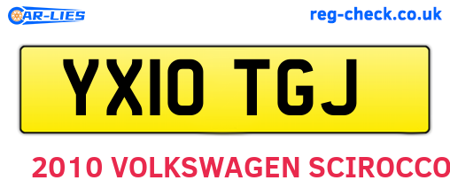 YX10TGJ are the vehicle registration plates.