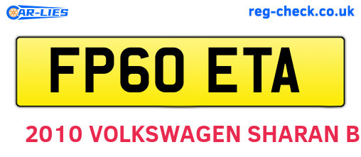 FP60ETA are the vehicle registration plates.