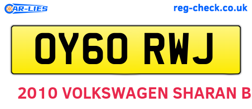 OY60RWJ are the vehicle registration plates.