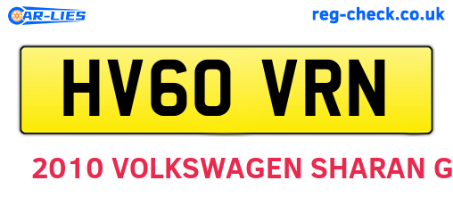 HV60VRN are the vehicle registration plates.
