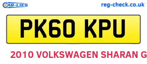 PK60KPU are the vehicle registration plates.