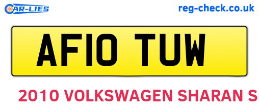 AF10TUW are the vehicle registration plates.