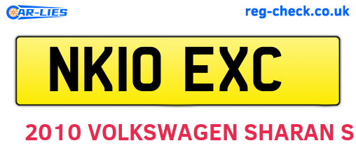 NK10EXC are the vehicle registration plates.