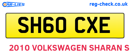 SH60CXE are the vehicle registration plates.