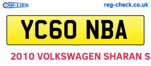 YC60NBA are the vehicle registration plates.