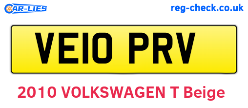 VE10PRV are the vehicle registration plates.