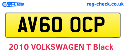 AV60OCP are the vehicle registration plates.