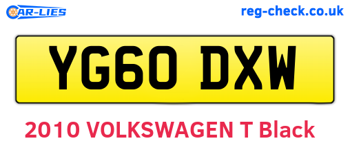 YG60DXW are the vehicle registration plates.
