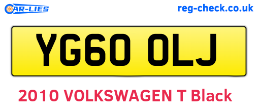 YG60OLJ are the vehicle registration plates.