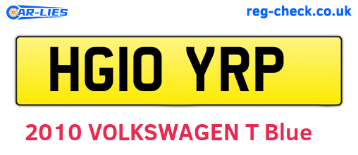 HG10YRP are the vehicle registration plates.