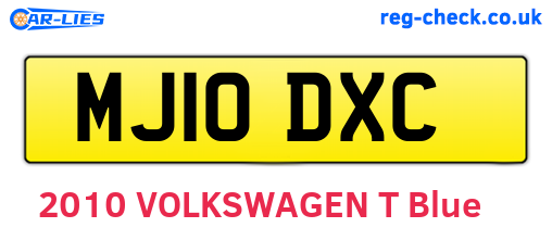 MJ10DXC are the vehicle registration plates.