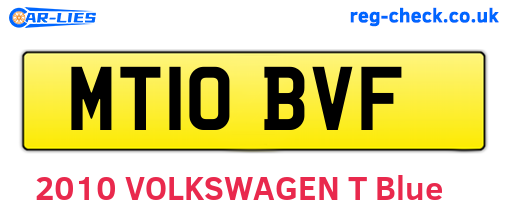 MT10BVF are the vehicle registration plates.