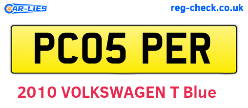 PC05PER are the vehicle registration plates.
