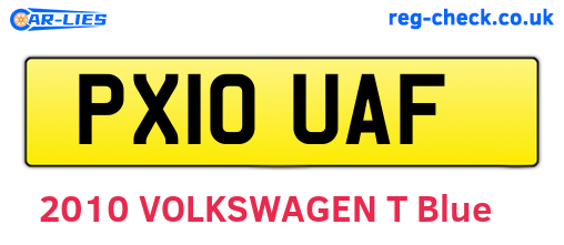 PX10UAF are the vehicle registration plates.