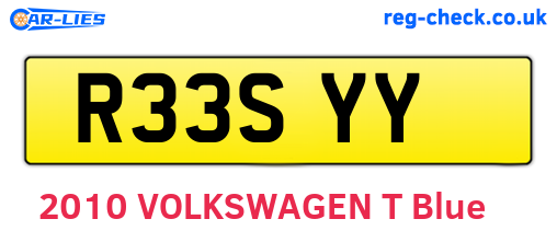 R33SYY are the vehicle registration plates.