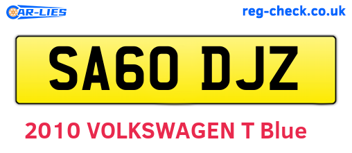 SA60DJZ are the vehicle registration plates.