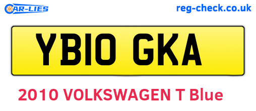 YB10GKA are the vehicle registration plates.