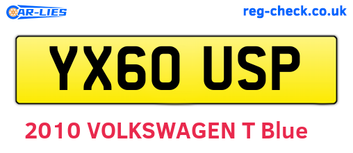 YX60USP are the vehicle registration plates.