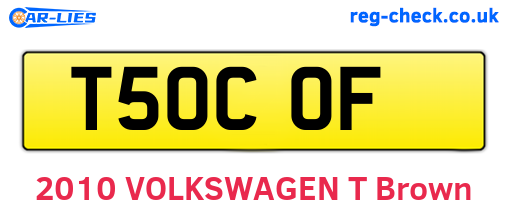 T50COF are the vehicle registration plates.