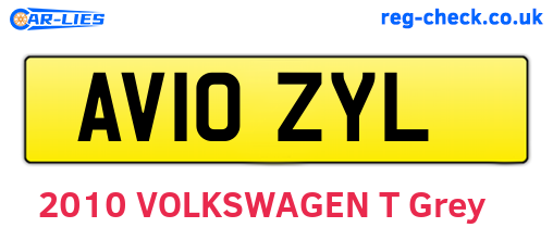 AV10ZYL are the vehicle registration plates.