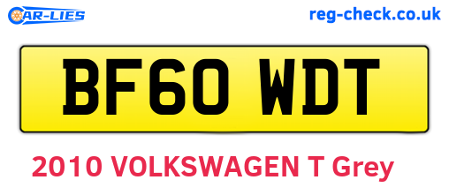 BF60WDT are the vehicle registration plates.