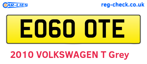 EO60OTE are the vehicle registration plates.