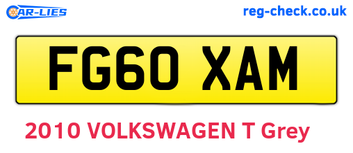 FG60XAM are the vehicle registration plates.