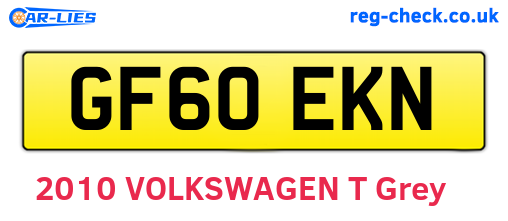 GF60EKN are the vehicle registration plates.