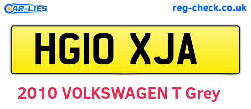 HG10XJA are the vehicle registration plates.