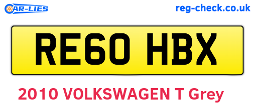 RE60HBX are the vehicle registration plates.