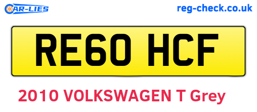 RE60HCF are the vehicle registration plates.