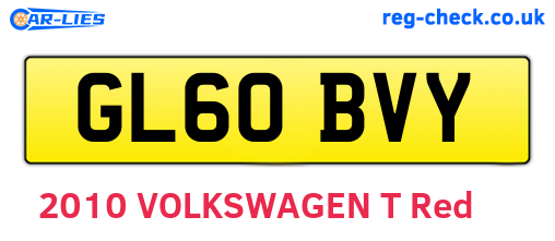 GL60BVY are the vehicle registration plates.