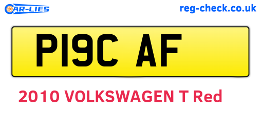 P19CAF are the vehicle registration plates.