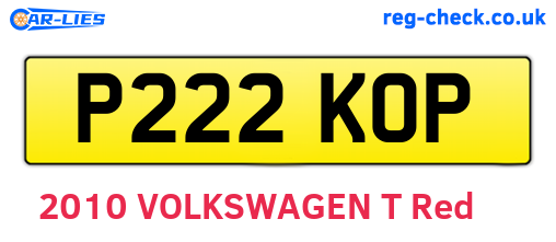 P222KOP are the vehicle registration plates.